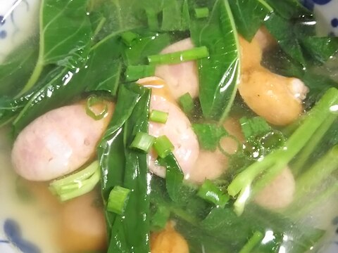 空芯菜とウインナーのしょうがスープ(^^)